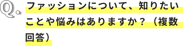 ファッションについて、知りたいことや悩みはありますか？（複数回答）