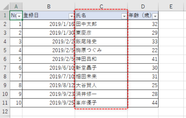 アイウエオ順にフィルターで並べ替える方法1