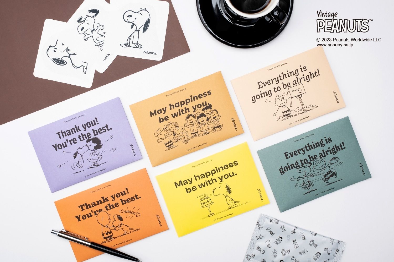【SNOOPY coffee】気持ちを伝える封筒型コーヒーギフト新発売。3種類のメッセージを描いたカラフルなデザインと本格コーヒーが、感謝やお祝いの気持ちをさらに温かく伝えます。 #Z世代Pick
